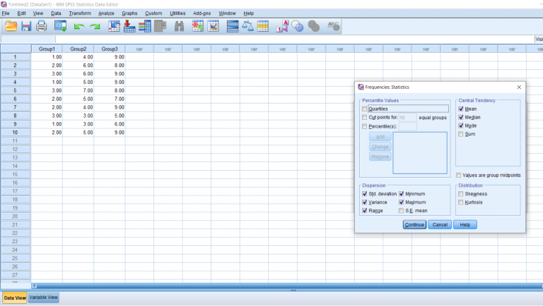 Screenshot of SPSS document
