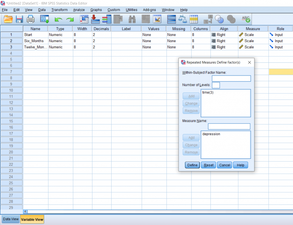Screenshot of SPSS document